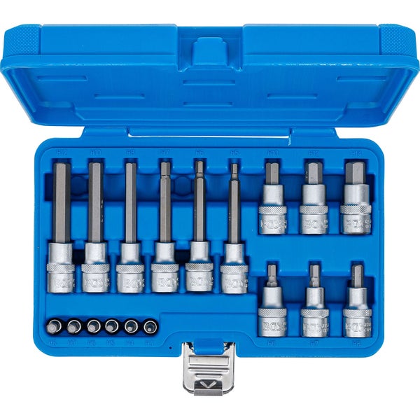 BGS Bit-Einsatz-Satz Antrieb Innenvierkant 6,3 mm (1/4) / 12,5 mm (1/2) Innensechskant 18tlg.  - 5171