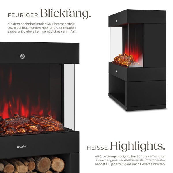 Elektrokamin mit Flammeneffekt und Holzimitat