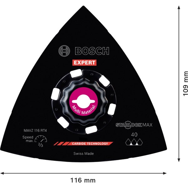 Bosch Expert Sanding Plate MAVZ 116 RT4 Starlock Max Schleifplatte für Multifunktionswerkzeuge 116 mm - 2608900053