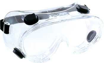 Transparente Vollsichtschutzbrille mit indirekter Belüftung und verstellbarem Gummiband.