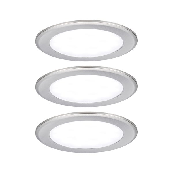 LED Möbeleinbauleuchten 3er-Set rund 65mm 3x2,5W 3x180lm 230/12V 4000K Eisen gebürstet