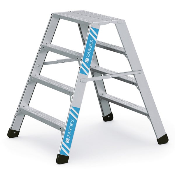 Zarges Logo Aluminium Stufenleiter mit vier Stufen