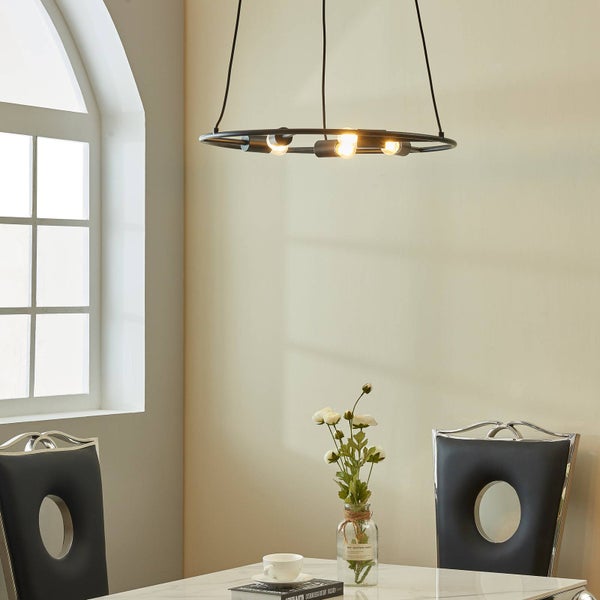 Lucande Pendelleuchte Linnard (Design, Modern) in Schwarz aus Metall (5 flammig E27) - Design-Hängeleuchte Esstischlampe Hängelampe Hängeleuchte Wohnzimmerleuchte