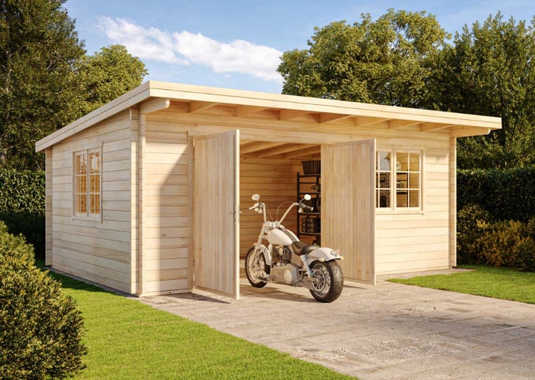 Alpholz Einzelgarage 44-A Garage aus Holz, Unterstellplatz mit 44 mm Wandstärke, Fertiggarage mit Montagematerial