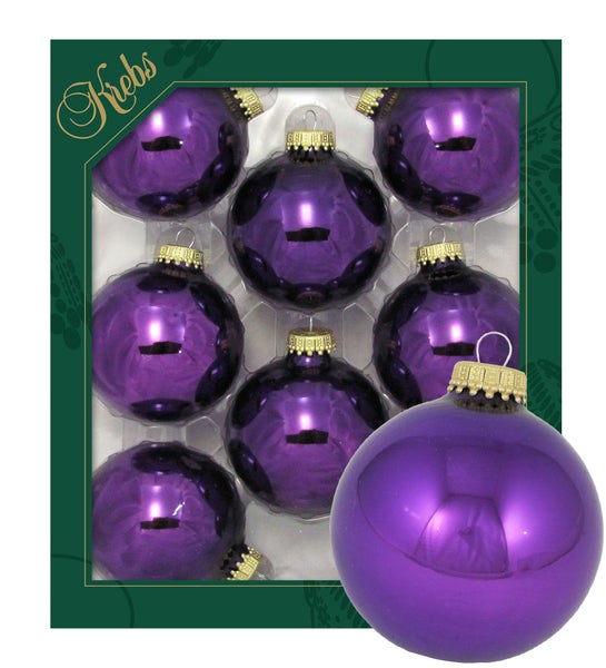 Lila 7cm Glaskugeln uni, 8 Stck., Weihnachtsbaumkugeln, Christbaumschmuck, Weihnachtsbaumanhänger