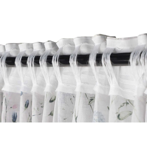 Gardine mit Blumenmuster und Raffbandaufhängung