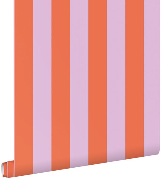 ESTAhome Tapete Streifen Orange und Violett - 50 x 900 cm - 139904