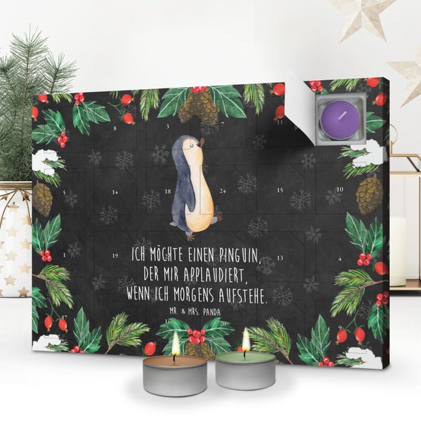Mr. & Mrs. Panda Duftkerzen Adventskalender Pinguin marschieren - Schwarz