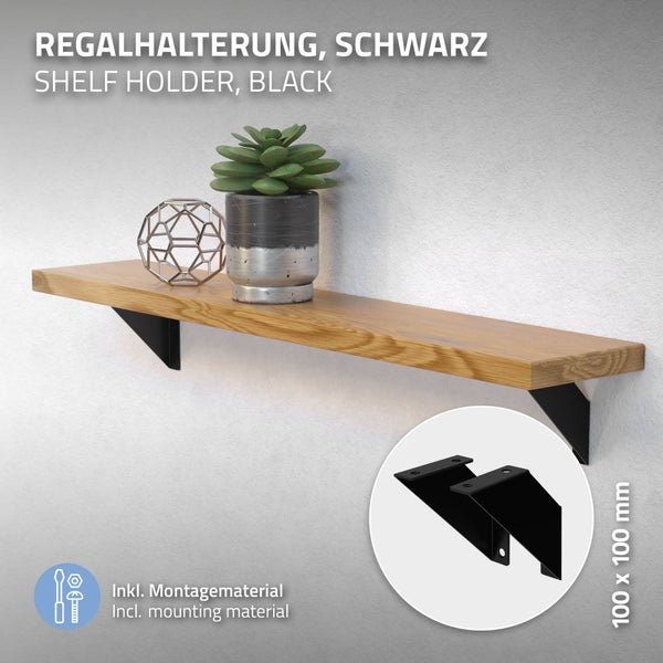 ML-Design 2 Stück Regalhalterung 10 cm, Schwarz, Metall, Dreieckige Regalhalterungen, Schwebende Regalwinkel, Wandmontage, 90° Wandhalterung, Regalträger Wandregal Wandkonsole Hängeregal Regalstütze