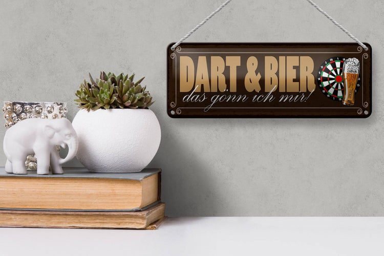 Blechschild Spruch 27x10cm Dart & Bier das gönn ich mir Dekoration