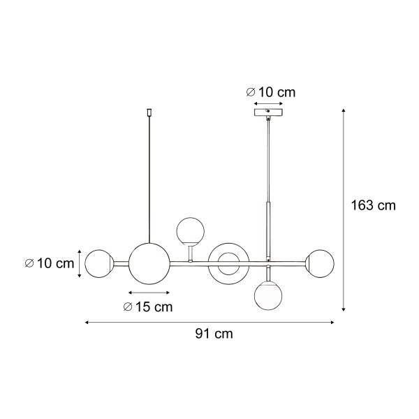 Technische Zeichnung einer Pendelleuchte mit Maßangaben