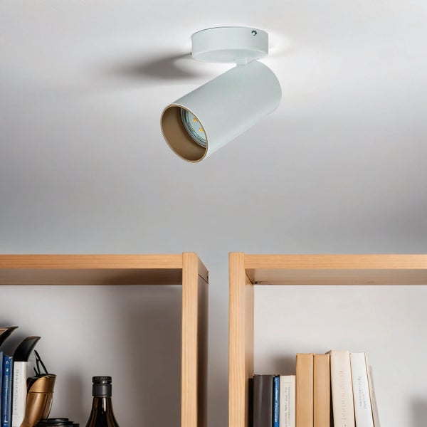 Deckenleuchte aus Metall im Innenraum mit Bücherregal