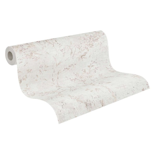 Tapetenrolle mit abstraktem floralen Muster in dezenter Struktur
