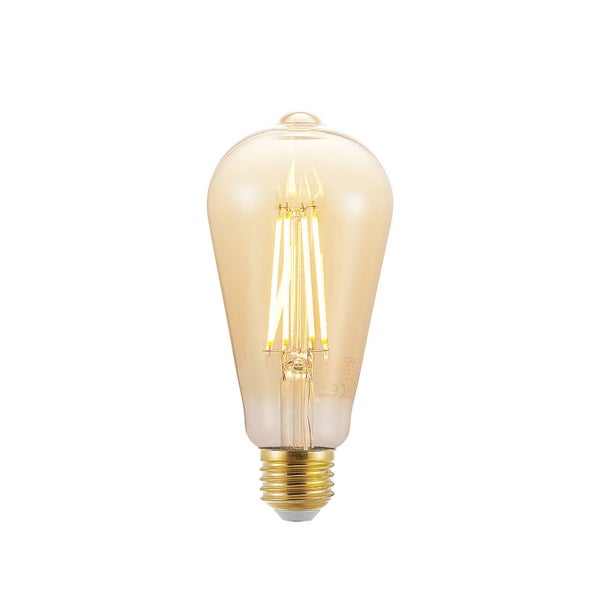 LED-Filament-Leuchtmittel in Edison-Form mit E27-Sockel und goldfarbenem Glas.