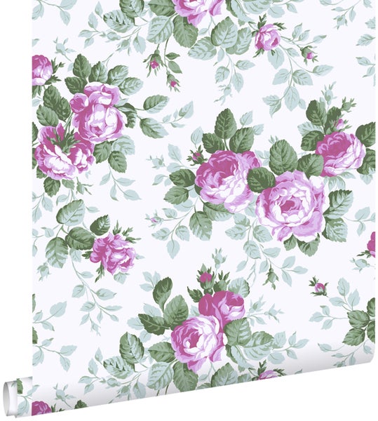 ESTAhome Tapete Rosen Lila - 53 cm x 10.05 m - 138110