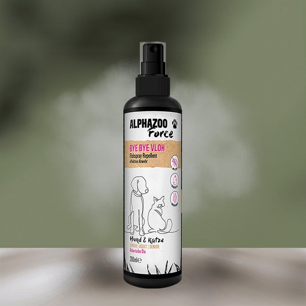 ALPHAZOO ByeByeVloh Flohmittel 200ml für Hunde und Katzen I Starkes Anti Flohspray