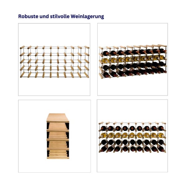 PROREGAL Modulares Weinregal Vinotega Mod Metal HxBxT 42,5 x 92,5 x 24,5 cm 9 x 4 Flaschen Massives Kiefernholz Braun Geölt