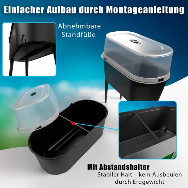 Komposter mit abnehmbaren Füßen und Montageanleitung