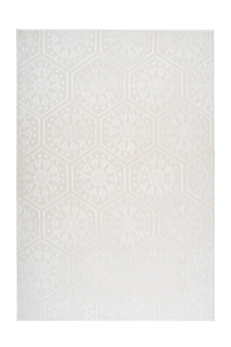 Kurzflor Teppich Blissique Weiß Modern, Klassisch 80 x 150 cm