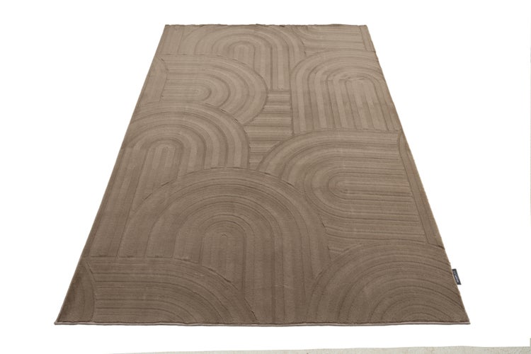 Rechteckiger Teppich mit geometrischem Bogenmuster in Reliefoptik