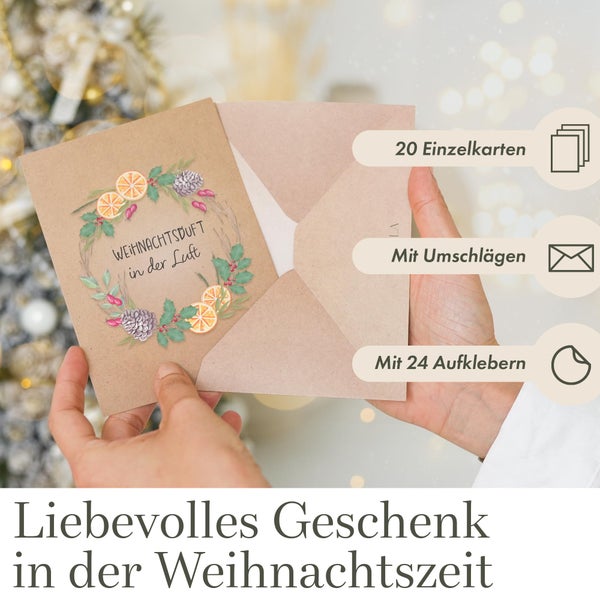 Weihnachtskarten mit Umschlag Set - 20 Karten Weihnachten Set - A6 Christmas Cards - Weihnachtskarte Postkarten -Weihnachtsgrußkarten Set - Weihnachtspostkarten Set für Weihnachten - Set Klein