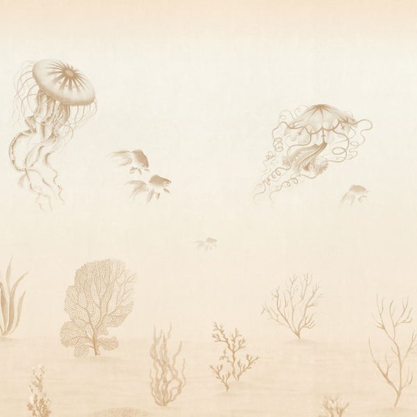Tapete mit Quallen-, Fisch- und Korallenmuster