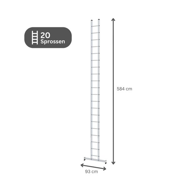 PROREGAL Sprossen-Anlegeleiter mit Traverse 20-Sprossen