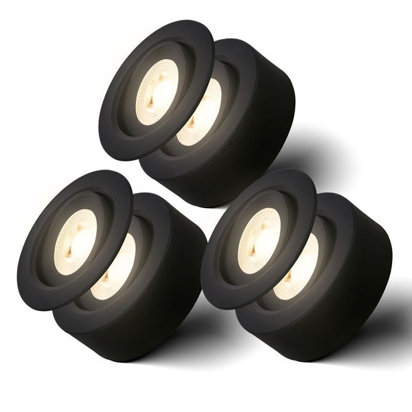 Einbaustrahler 76mm 3er Set - 230V, 5W, 500lm, LED, warmweiß, schwarz