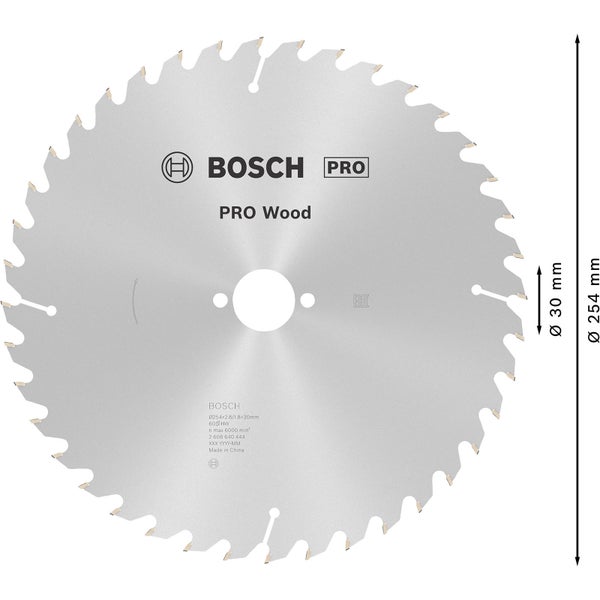 Bosch PRO Wood Kreissägeblatt 254 x 2,8 x 30 mm - 2608640444