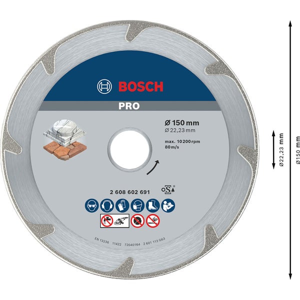Bosch PRO Marble Diamanttrennscheibe 150 x 22,23 mm - 2608602691