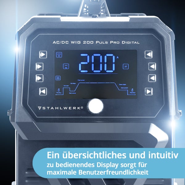 STAHLWERK Schutzgas Schweißgerät AC/DC WIG 200 Puls Pro Digital Spot 200 A
