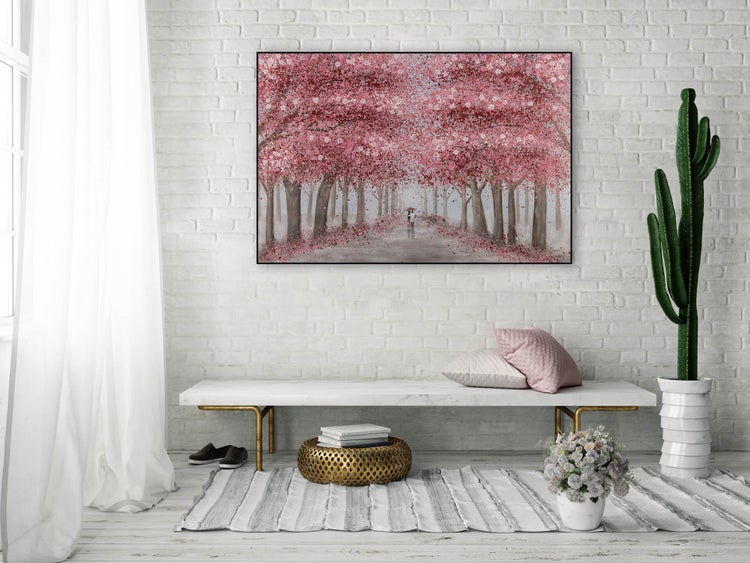 Handgemaltes Gemälde Acrylfarbe 120x80cm Rosa