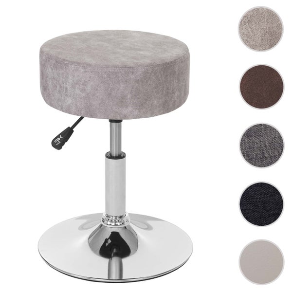 Höhenverstellbarer Hocker mit rundem Sitz und Chromfuß