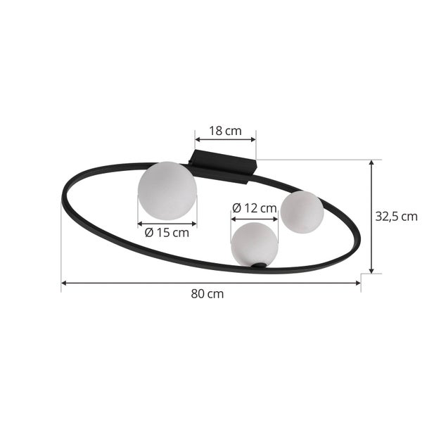 Lucande Deckenlampe Kulka (Modern) in Schwarz aus Metall (3 flammig, G9) - Deckenleuchte Lampe Wohnzimmerleuchte