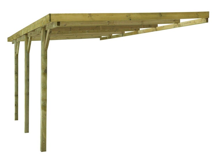 Carport Garagendach 3x5,24 m - 15 m2 - an der Hauswand montiert 