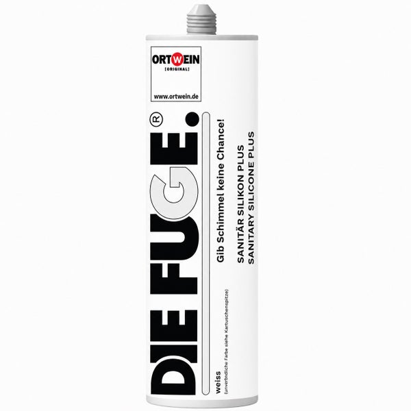 Ortwein Sanitärsilikon Die Fuge Plus, weiß, pilzhemmende Silikon-Dichtmasse für Badezimmer und Dusche.