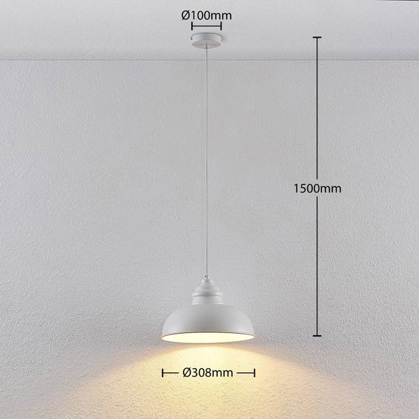 Lindby Pendelleuchte Cliona (Retro, Vintage Antik) in Weiß aus Metall (1 flammig E27) - Deckenlampe Esstischlampe Hängelampe Hängeleuchte Wohnzimmerleuchte