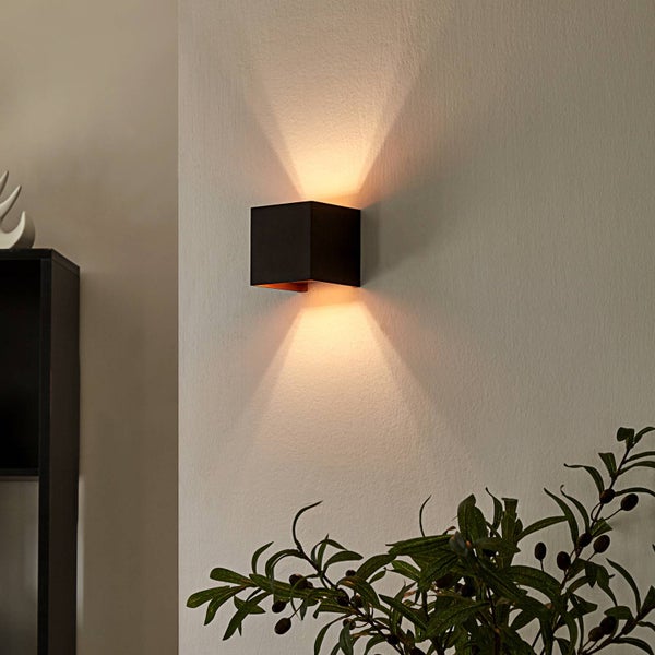Arcchio Wandlampe Schwarz Gold, Wandleuchte innen indirektes Licht Up and Down Leuchte Wandbeleuchtung Wohnzimmer 1x G9 max. 5W ohne Leuchtmittel