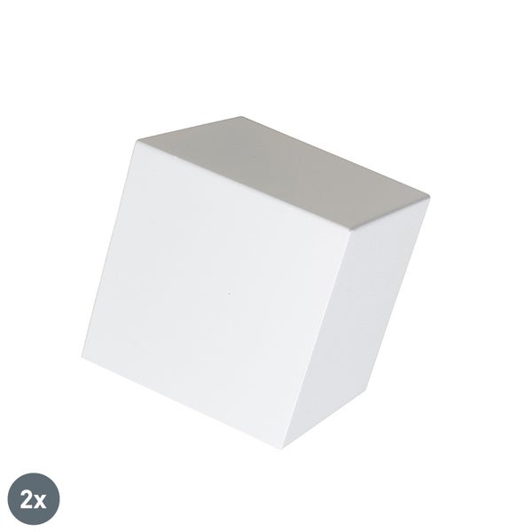 Set von 2 modernen Wandleuchten weiß - Würfel