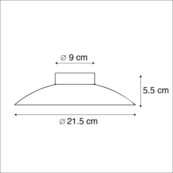 Technische Zeichnung einer Lampenschirmabdeckung mit Maßangaben
