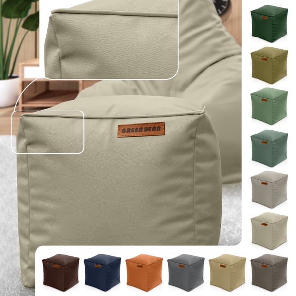 Würfelförmiger Sitzsack mit Green Bean Logo
