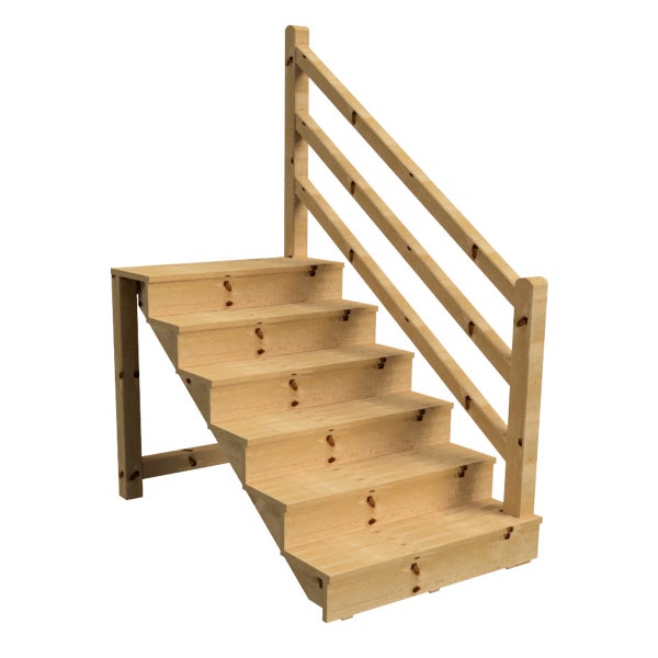 Holztreppe mit Geländer für den Außenbereich