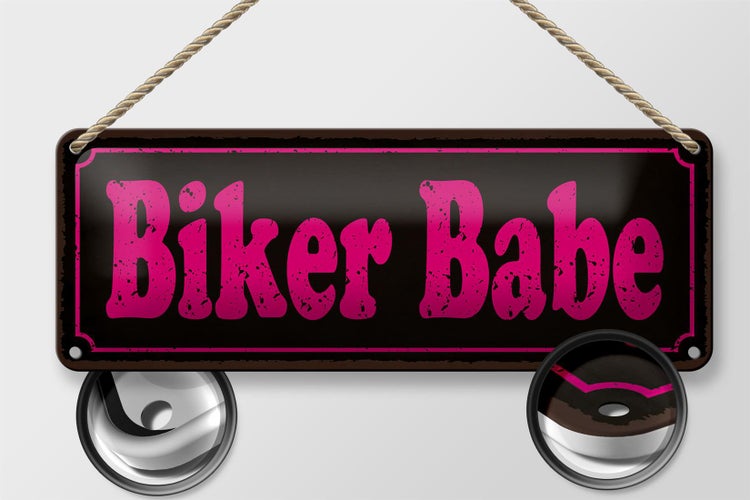 Blechschild Spruch 27x10cm Biker Babe Dekoration