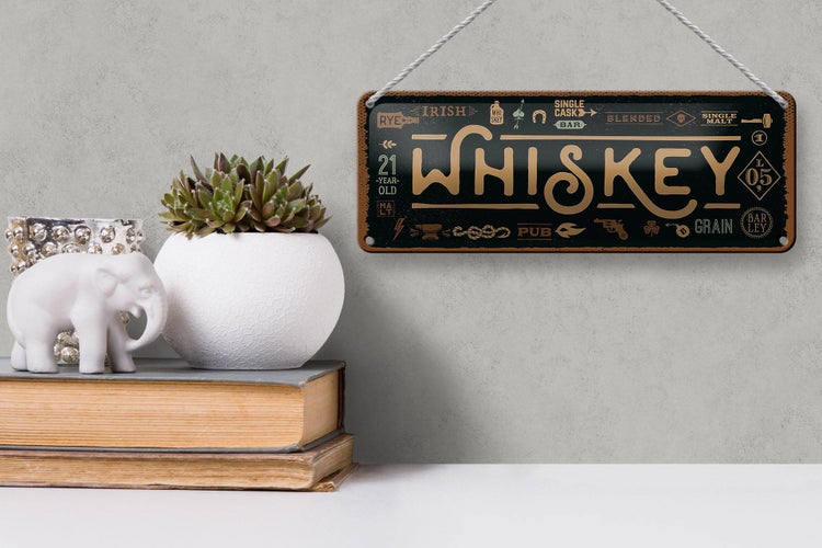 Blechschild Spruch Whiskey blended irish pub 27x10cm