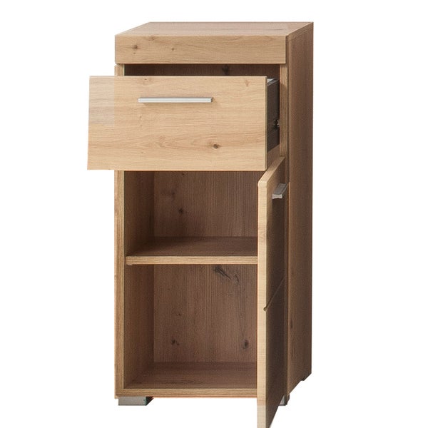 AmandaMando Bad Standtype Stauraum 1 Tür, 1 Schublade Eiche Dekor. 37 X 31 X 79 cm