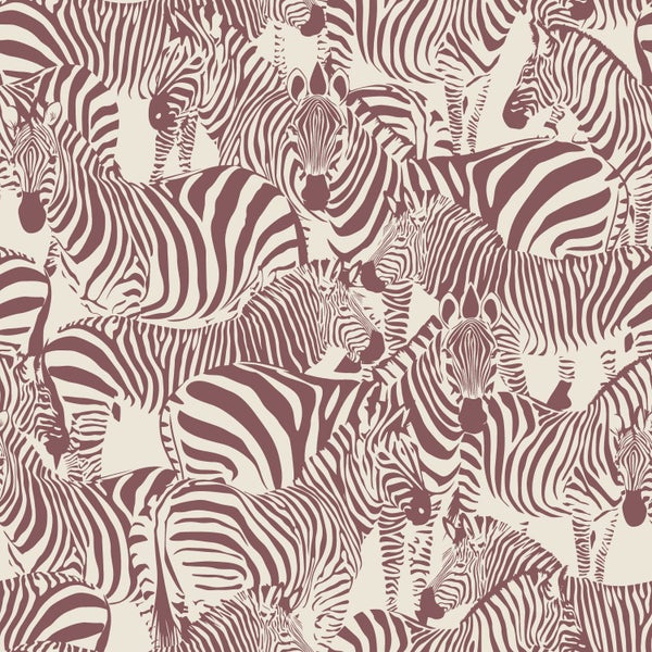 Tapetenmuster mit einer dichten Anordnung von stilisierten Zebras mit charakteristischen Streifen.