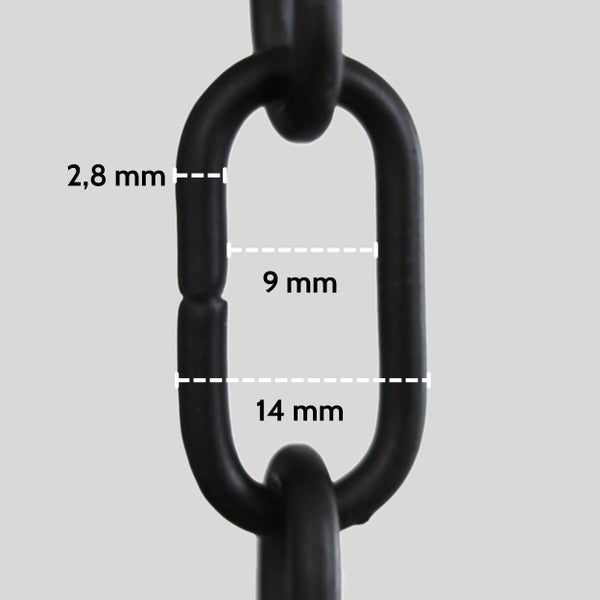 DEKAZIA® Gliederkette schwarz matt | Deko Ketten Set aus 4 Gliederketten zum Basteln à 22cm | 2,8mm starke rostfreie Stahlkette Metall Kette Metallkette Schwarze Kette Kette Zum Aufhängen