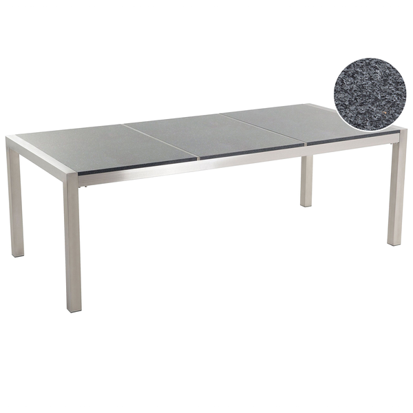 Gartentisch GROSSETO 220 cm 100 cm Polierter Granit Grau