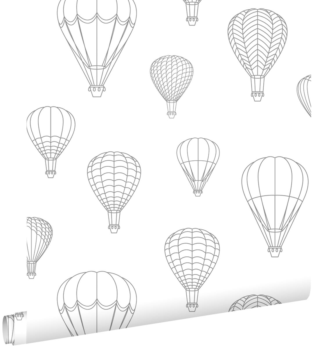 ESTAhome Tapete Luftballons Grau und Weiß - 50 x 900 cm - 139718