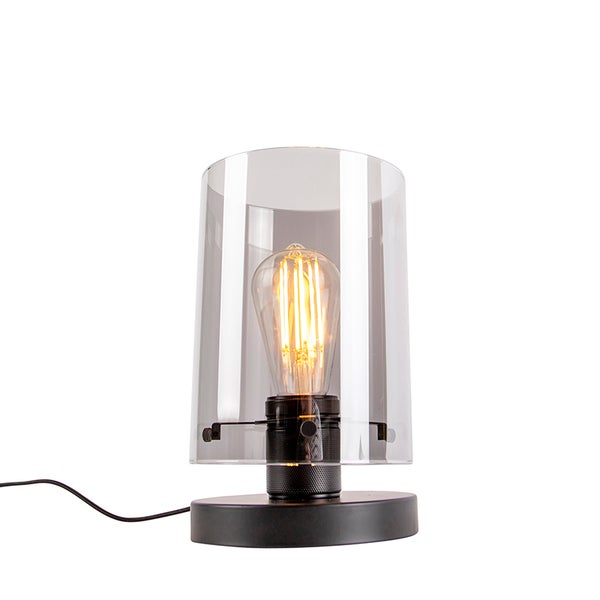 Tischleuchte mit klarem Glasschirm und Glühbirne